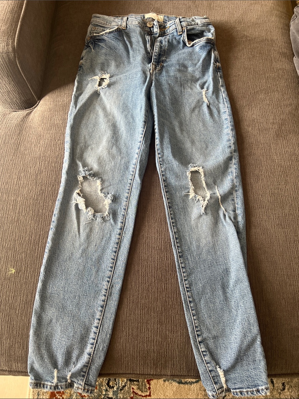 Current/Elliott Light Wash Distressed Boyfriend Jeans
